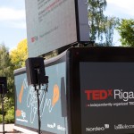 TEDxRiga 2012: outdoor screen with live video stream